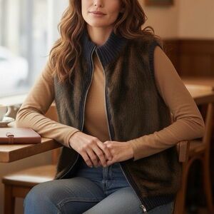 Marisa Christina Faux Fur Vest Brown Black Women’s Size S